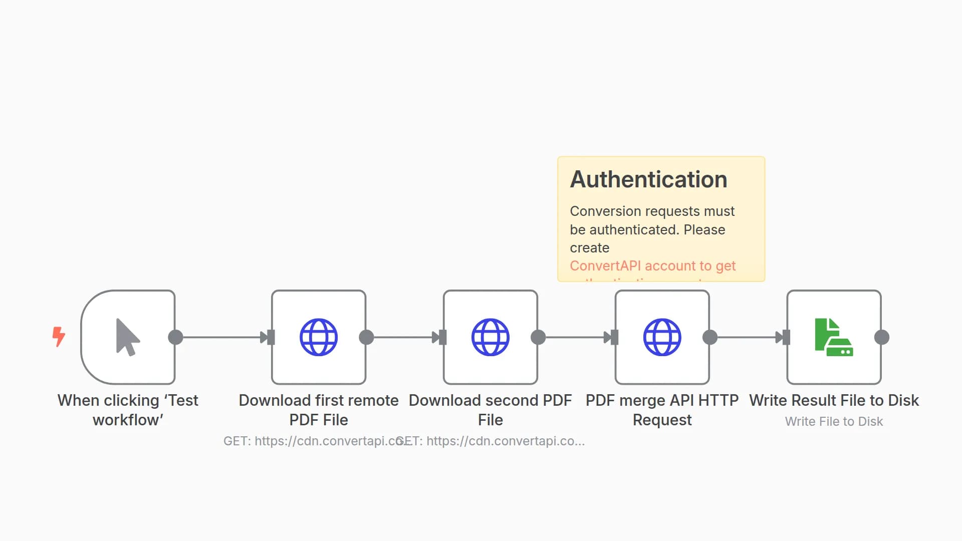 Merge PDF files using ConvertAPI