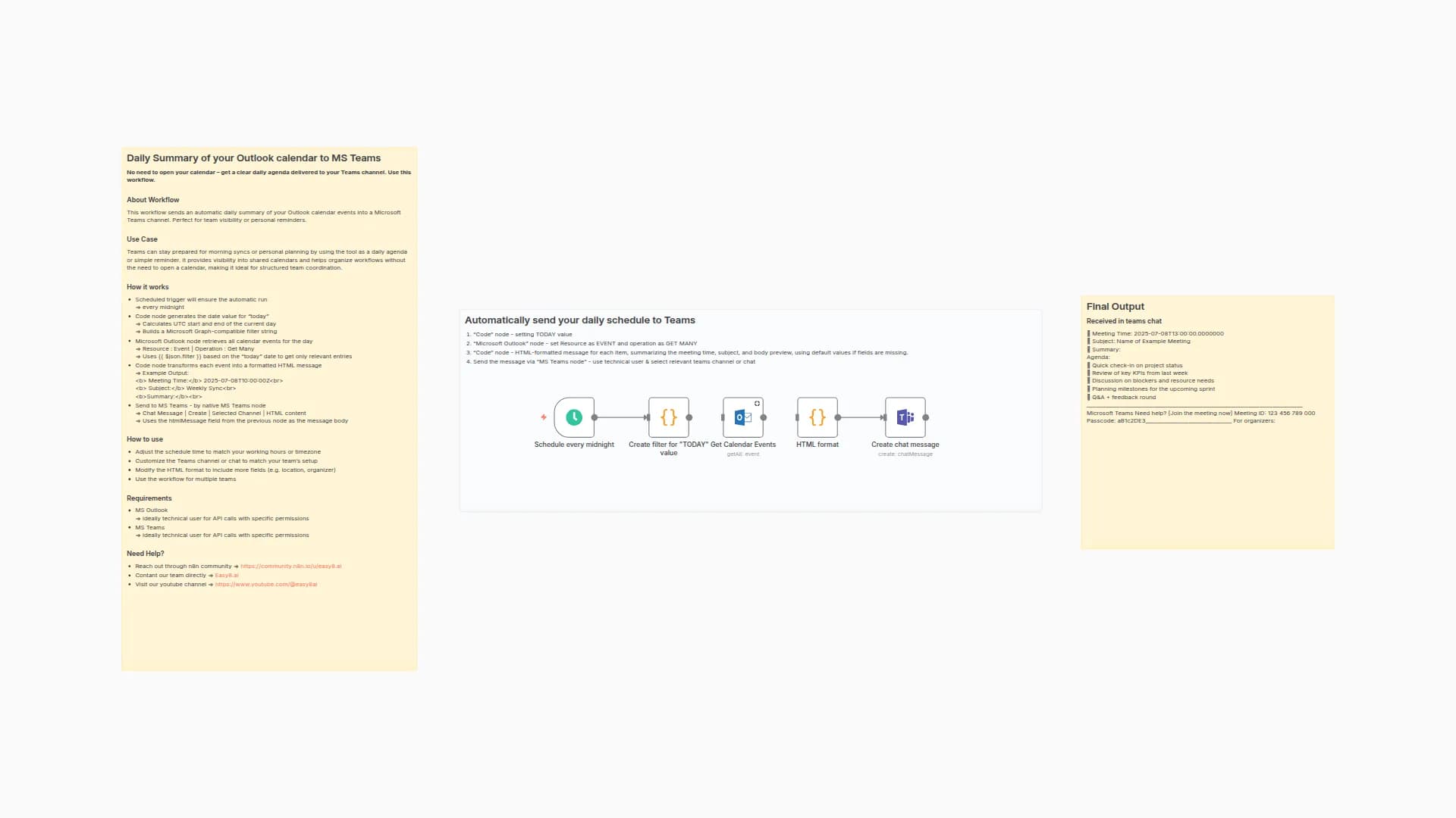 Automate Daily Outlook Calendar Digests to Microsoft Teams