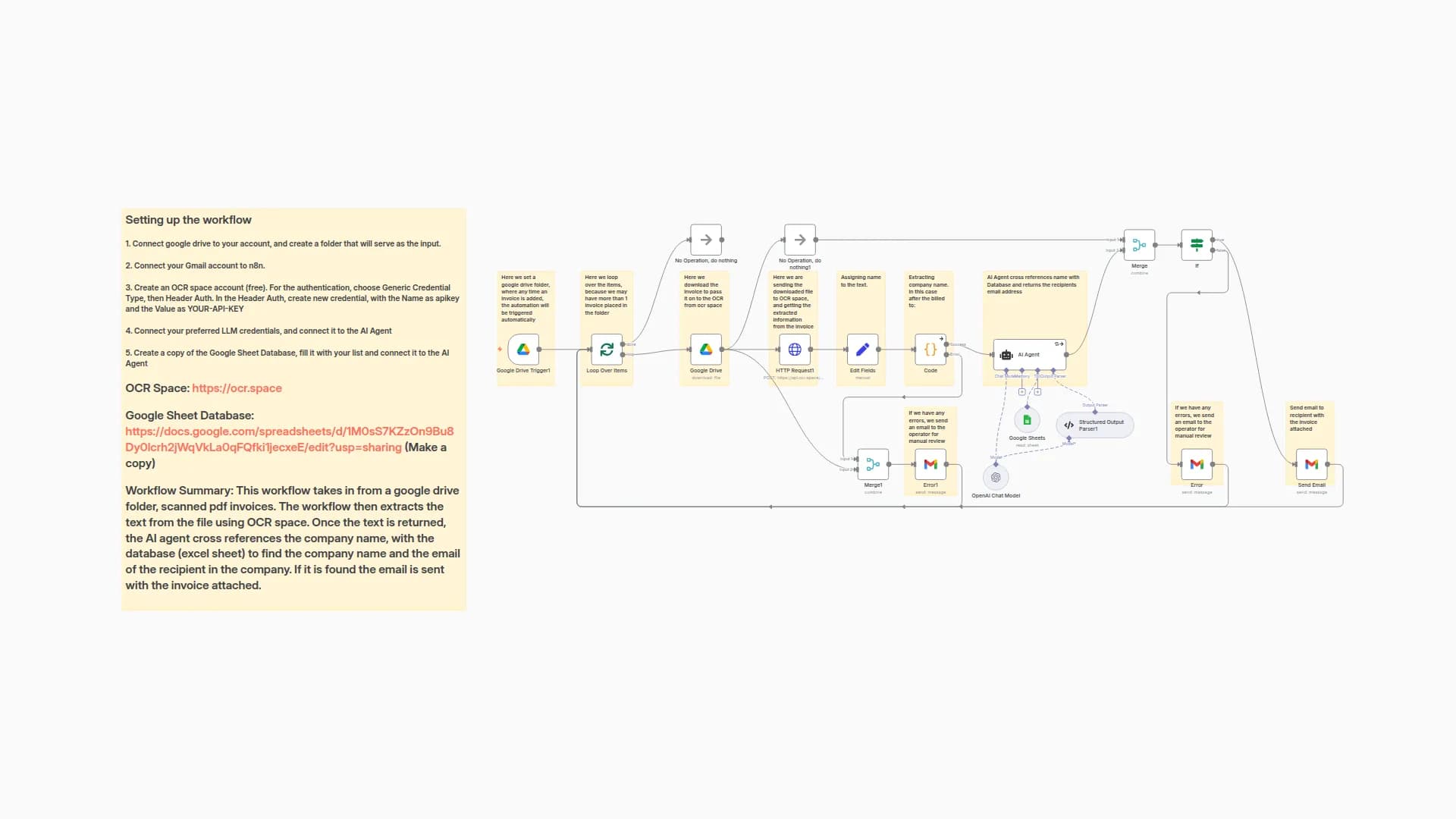 Automate Invoice Processing with OCR.Space, GPT-4 & Google Drive to Gmail