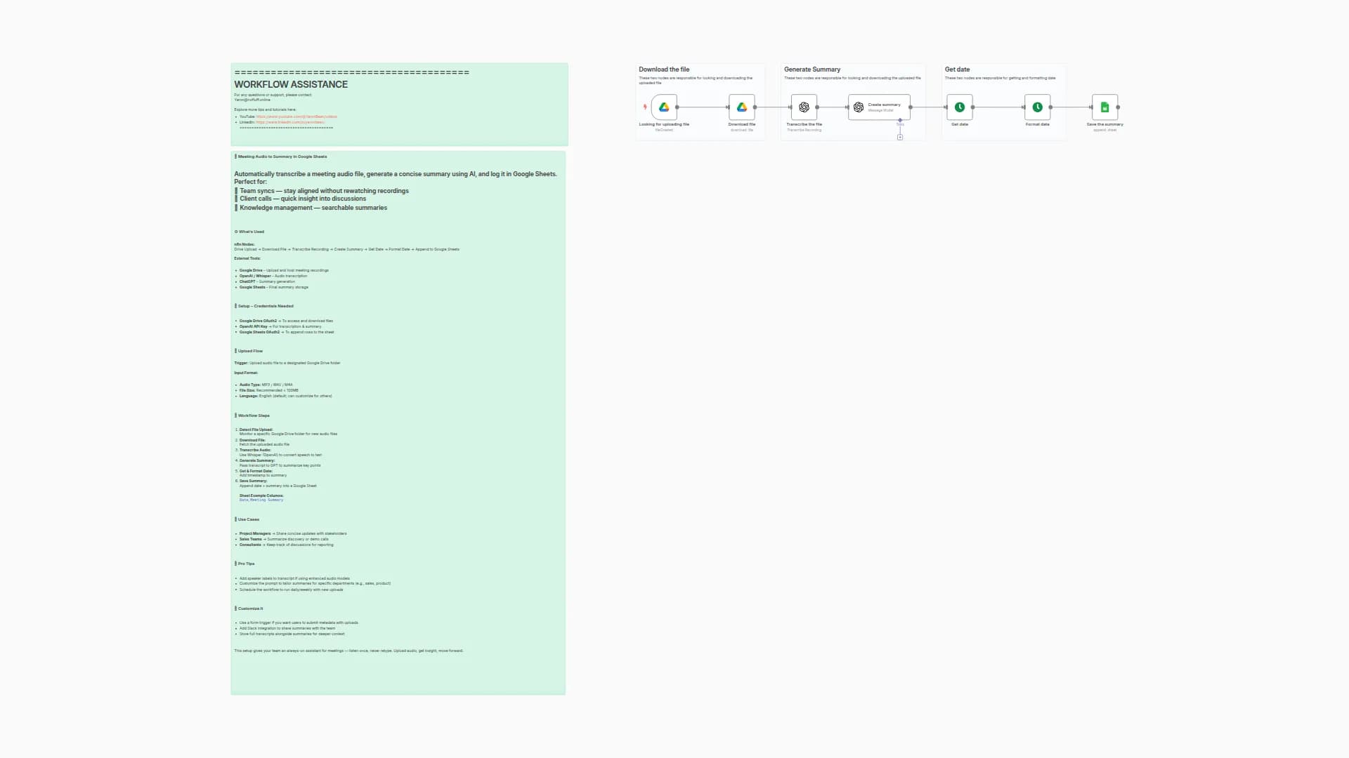 Auto Meeting Summarizer with Google Drive, OpenAI Whisper & GPT-4 to Sheets