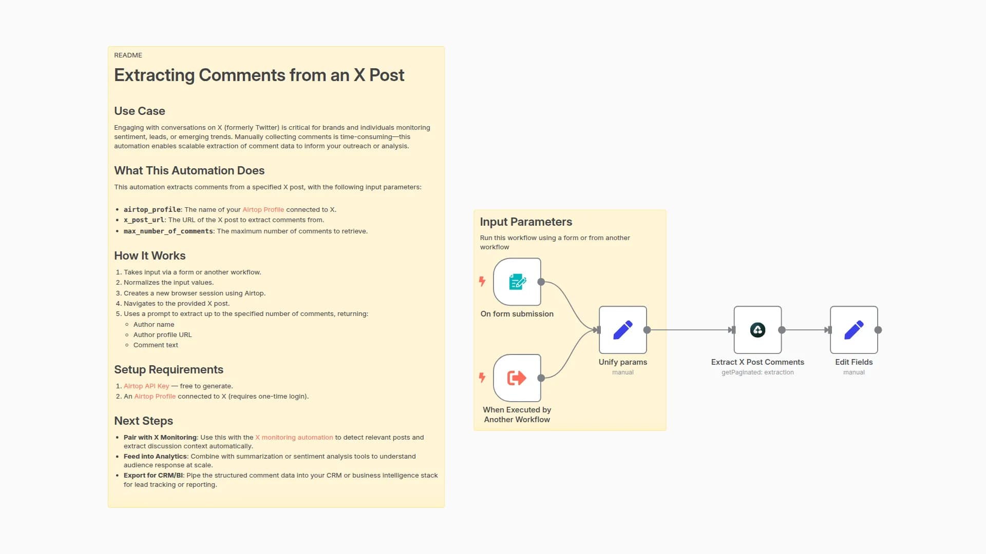 Extract and Structure X Post Comments with Airtop Browser Automation