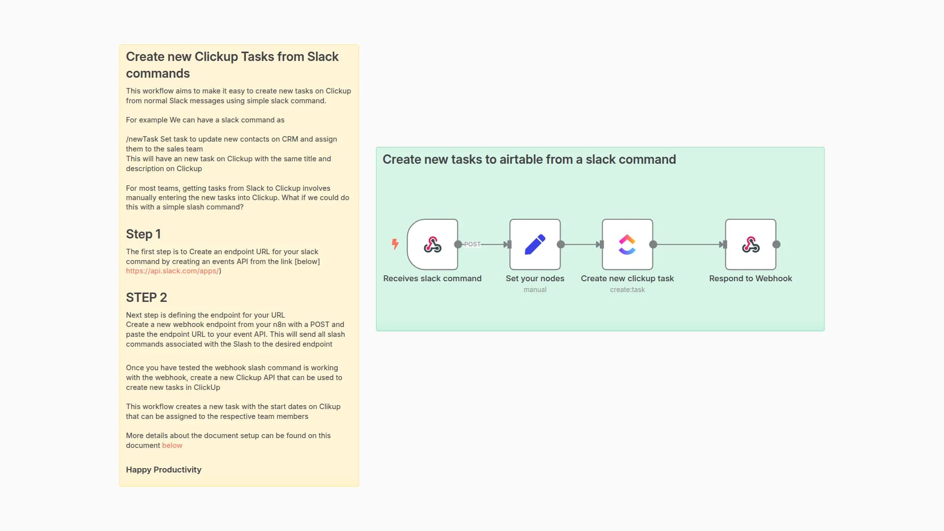 Create new Clickup Tasks from Slack commands
