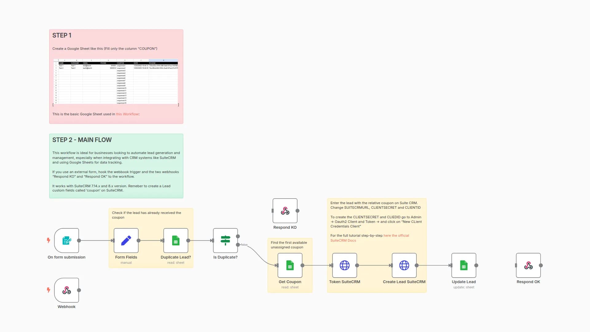 Drive-To-Store Lead Generation (with coupon) with Google Sheets & SuiteCRM