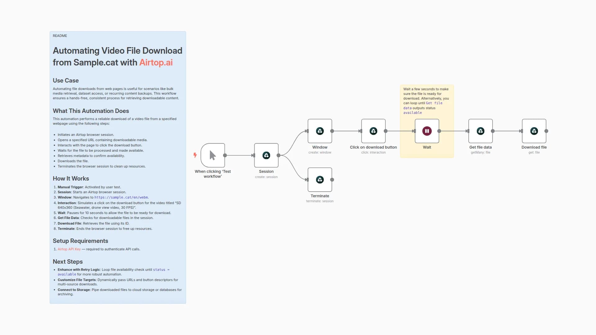 Automated Video Download from Sample.cat using Airtop Browser Automation