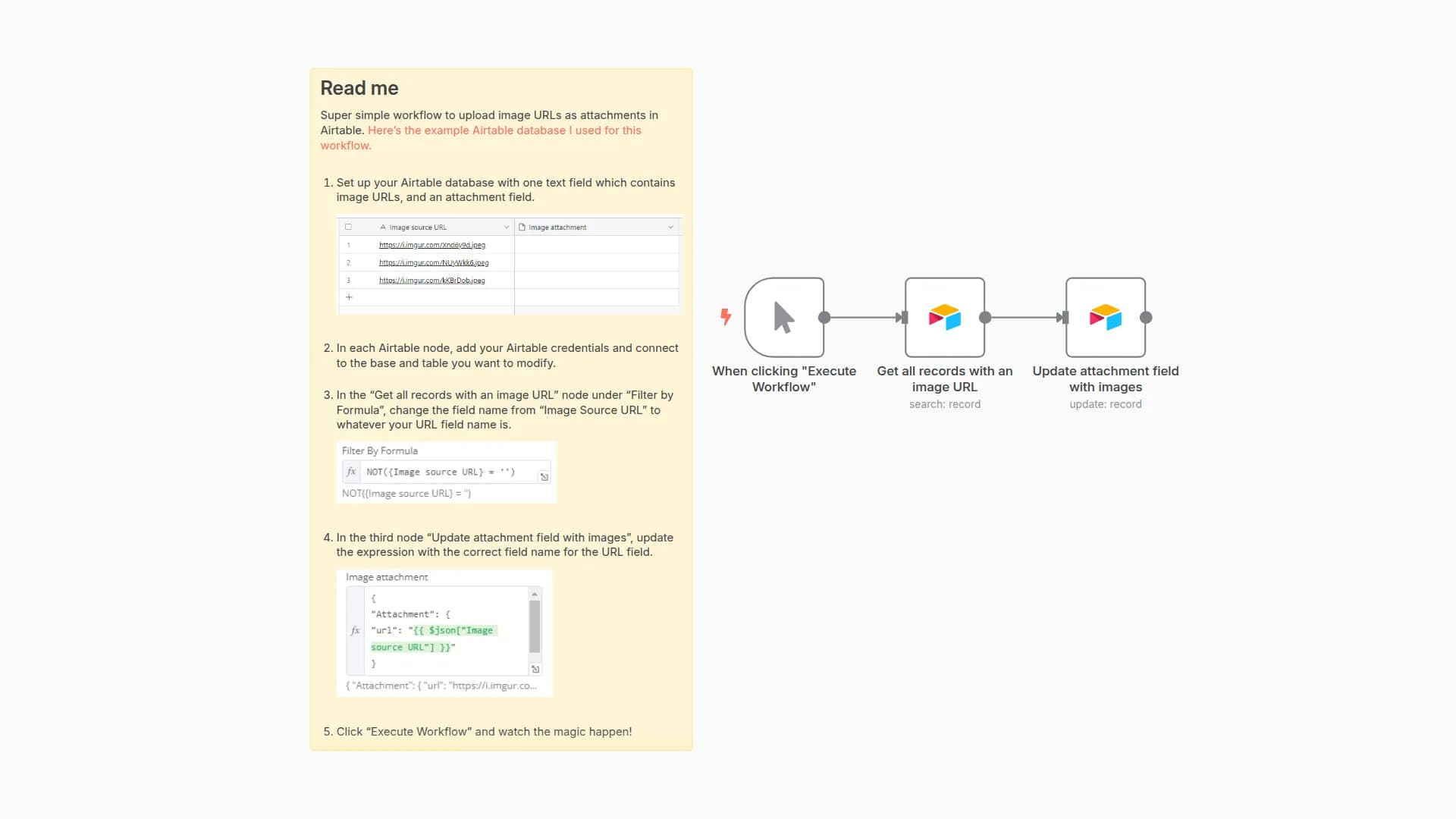 Convert image URLs to an uploaded attachment in Airtable