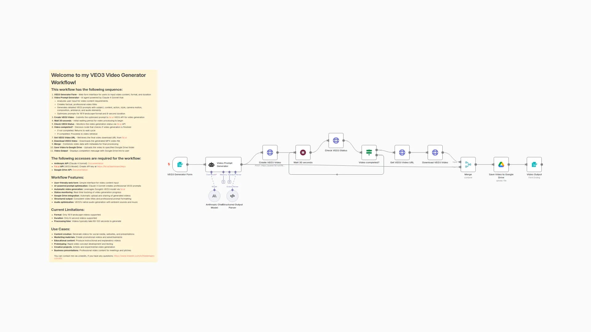 VEO3 Video Generator with AI Optimization and Google Drive Storage