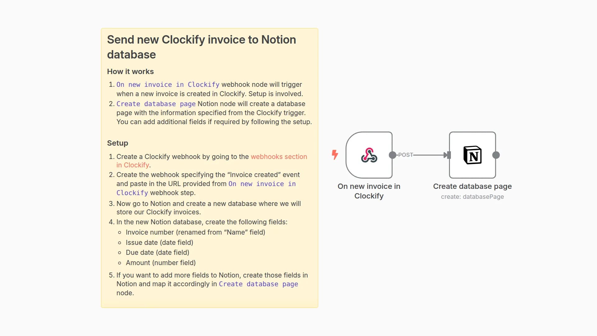 Send new Clockify invoice to Notion database