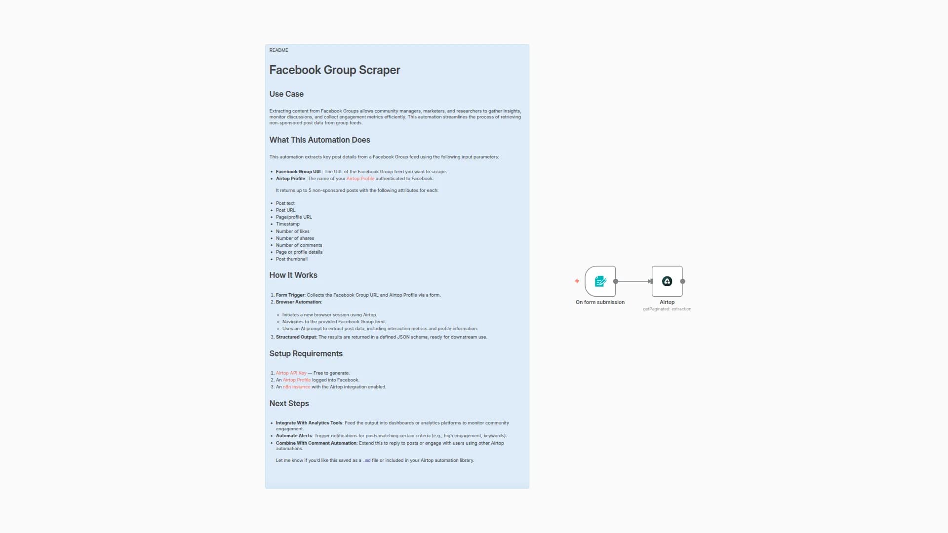 Extract Facebook Group Posts with Airtop