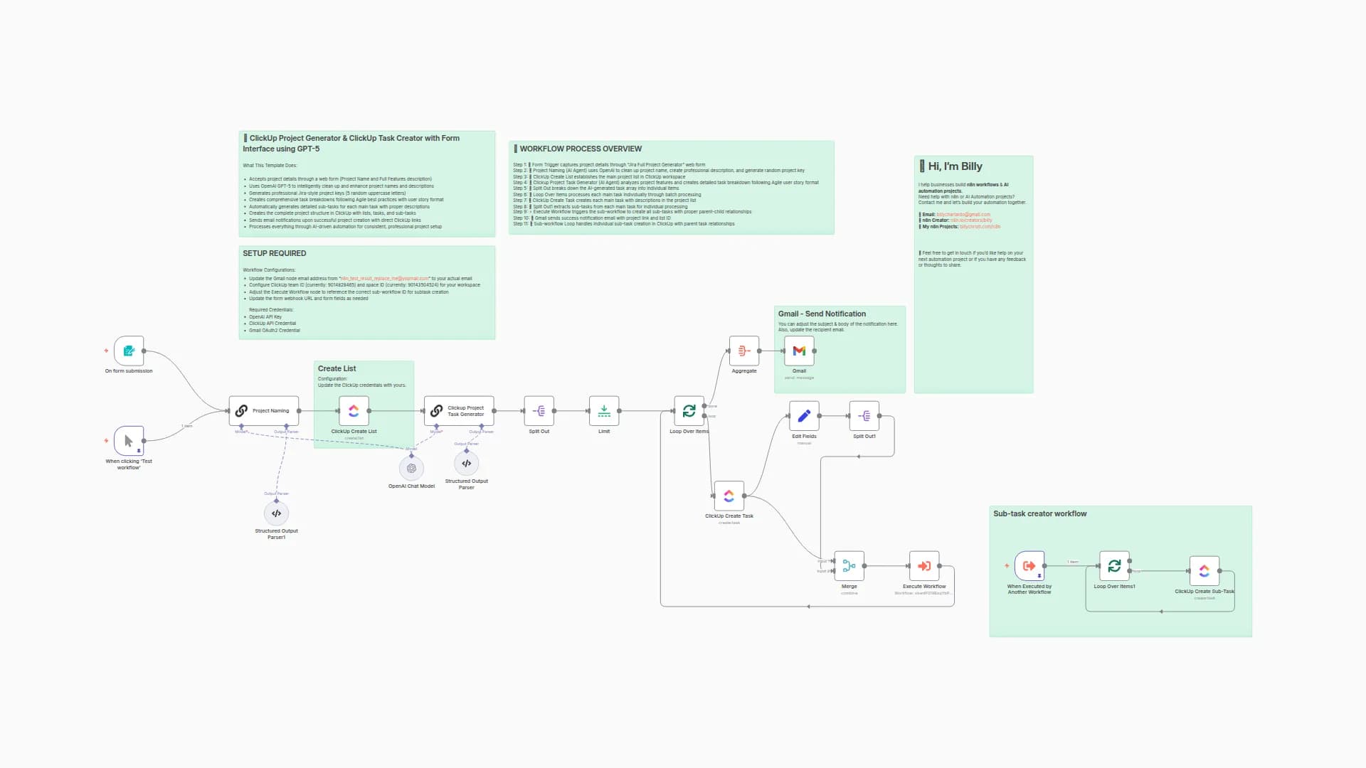 Agile Project Generator with ClickUp Task Hierarchy using GPT-5 & Forms