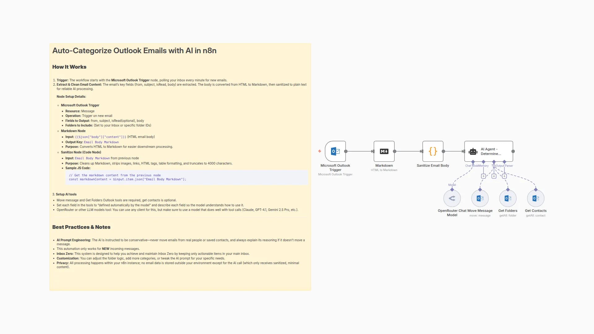 Automated Inbox Organization for Outlook using GPT-4.1 Agent