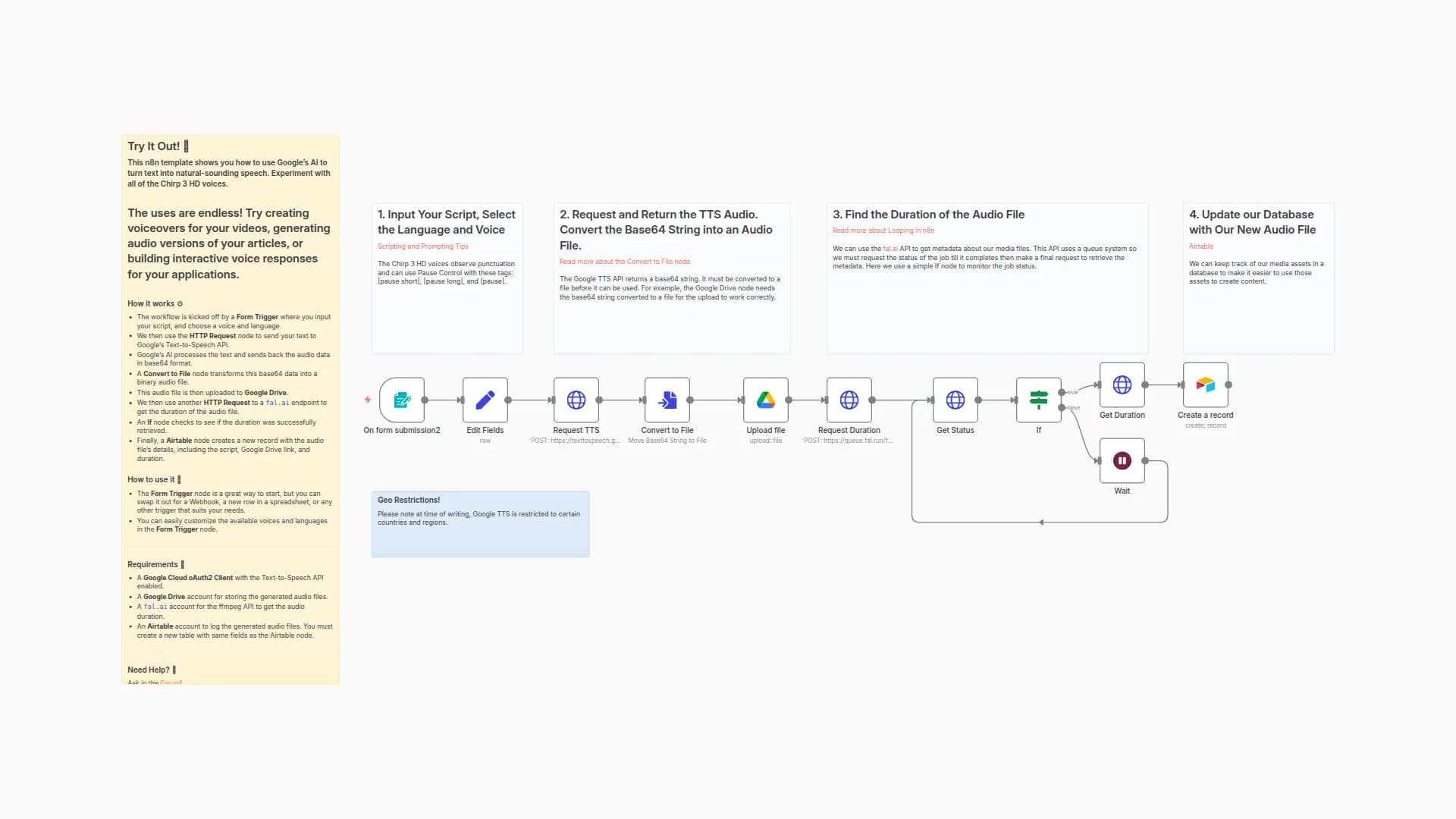 Generate Natural Voices with Google Text-to-Speech, Drive & Airtable