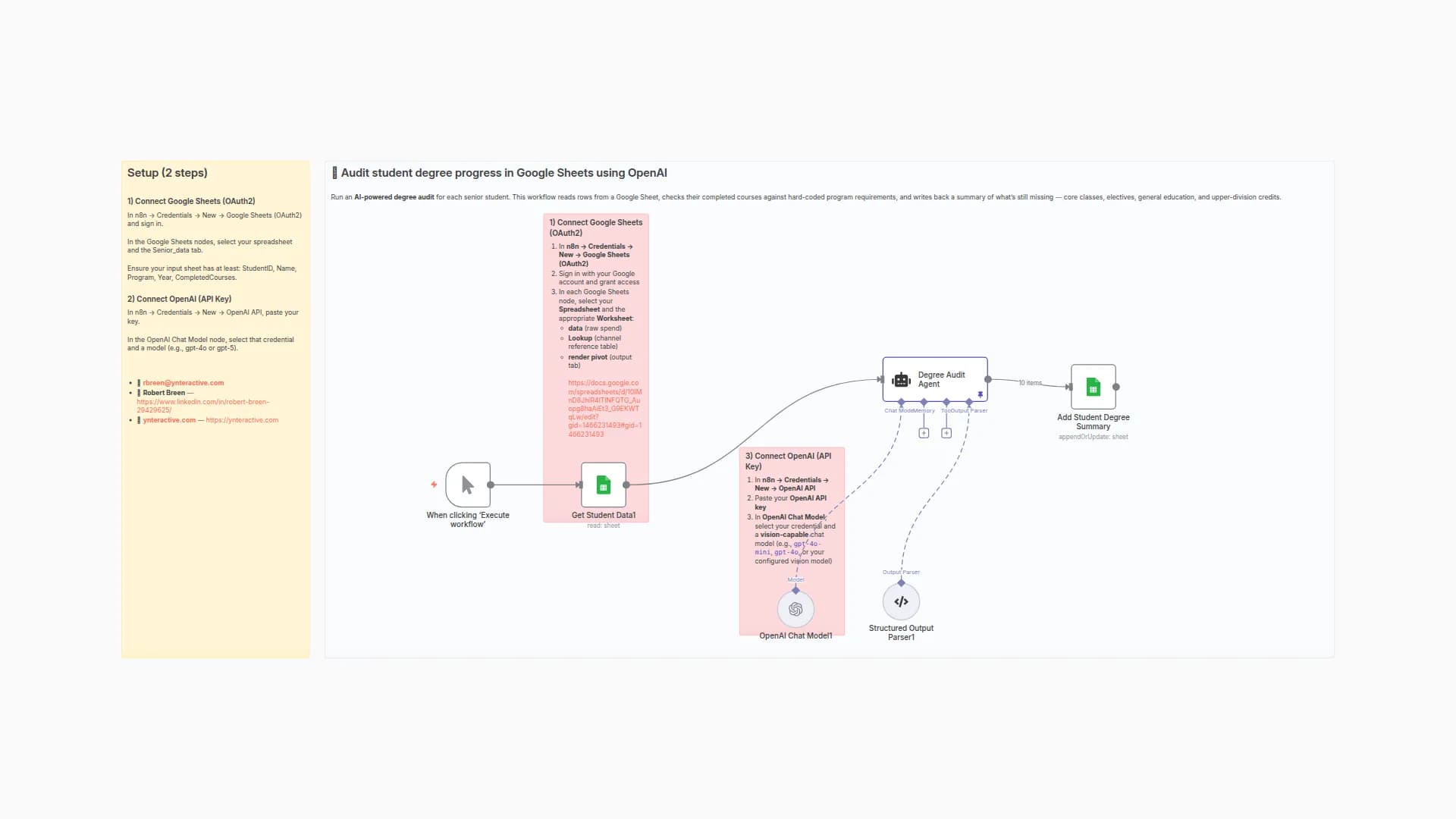 AI-Powered Degree Audit System with Google Sheets and GPT-5